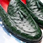 Marco Di Milano Aubiere Ostrich Quill Tassel Loafers Forest Green