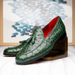 Marco Di Milano Aubiere Ostrich Quill Tassel Loafers Forest Green