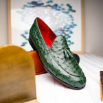 Marco Di Milano Aubiere Ostrich Quill Tassel Loafers Forest Green