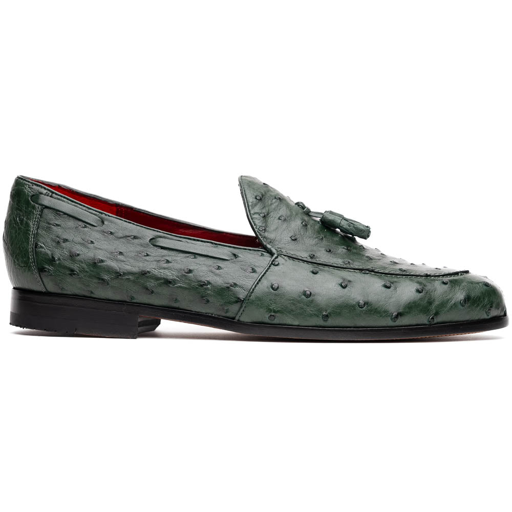 Marco Di Milano Aubiere Ostrich Quill Tassel Loafers Forest Green