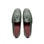 Marco Di Milano Aubiere Ostrich Quill Tassel Loafers Forest Green