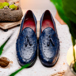 Marco Di Milano Aubiere Ostrich Quill Tassel Loafers Navy