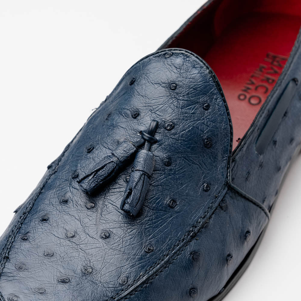 Marco Di Milano Aubiere Ostrich Quill Tassel Loafers Navy