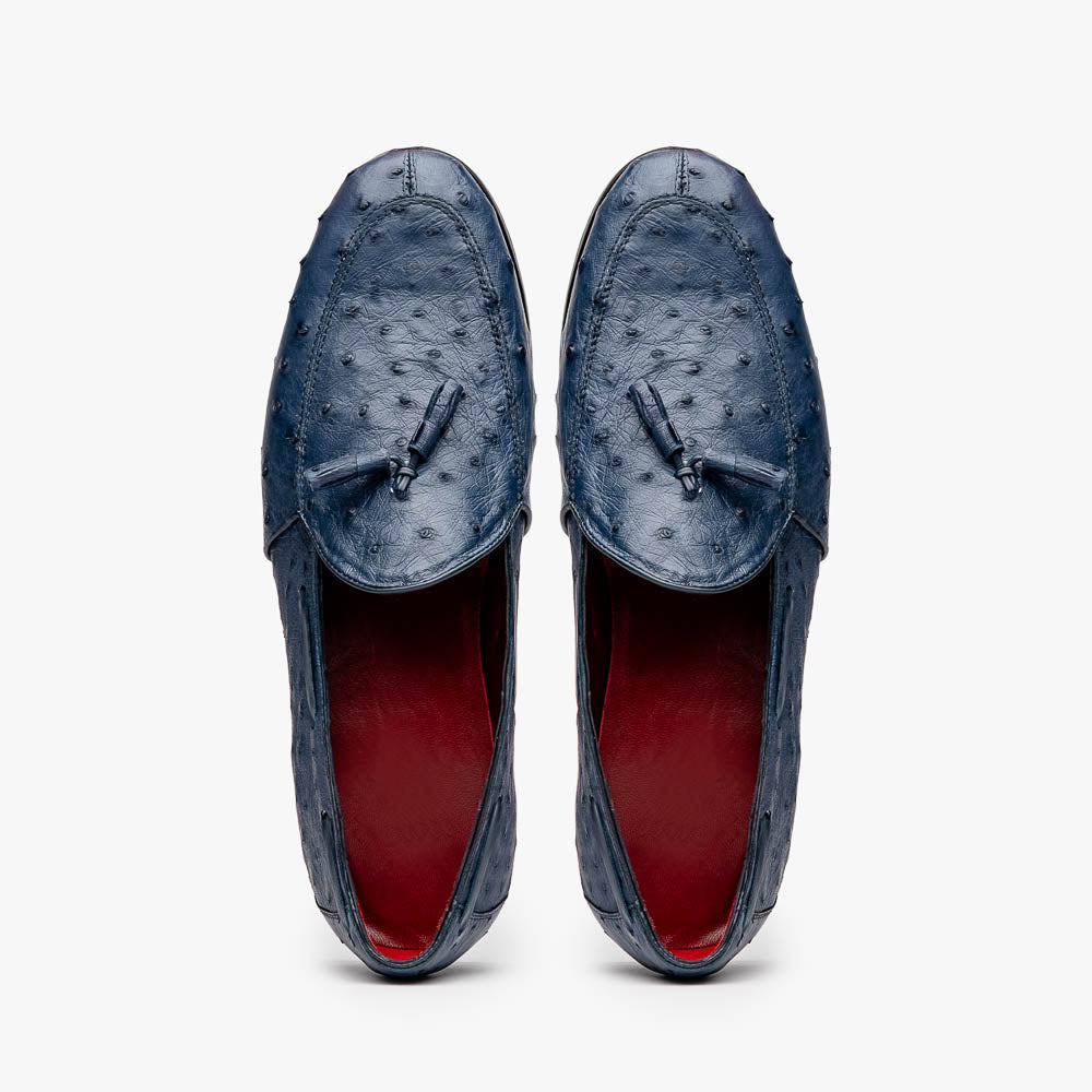 Marco Di Milano Aubiere Ostrich Quill Tassel Loafers Navy