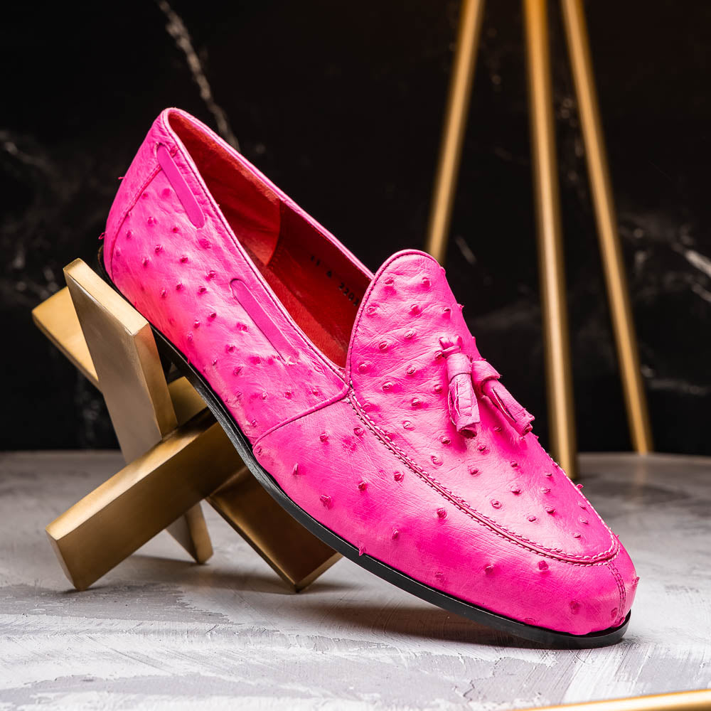 Marco Di Milano Aubiere Ostrich Quill Tassel Loafers Pink