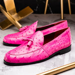 Marco Di Milano Aubiere Ostrich Quill Tassel Loafers Pink