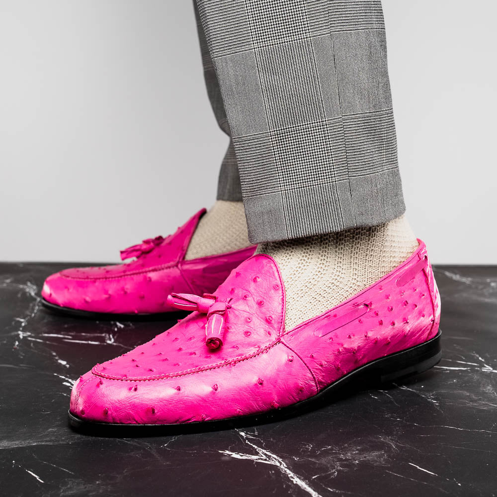 Marco Di Milano Aubiere Ostrich Quill Tassel Loafers Pink
