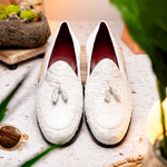 Marco Di Milano Aubiere Ostrich Quill Tassel Loafers White