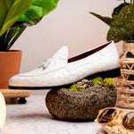 Marco Di Milano Aubiere Ostrich Quill Tassel Loafers White