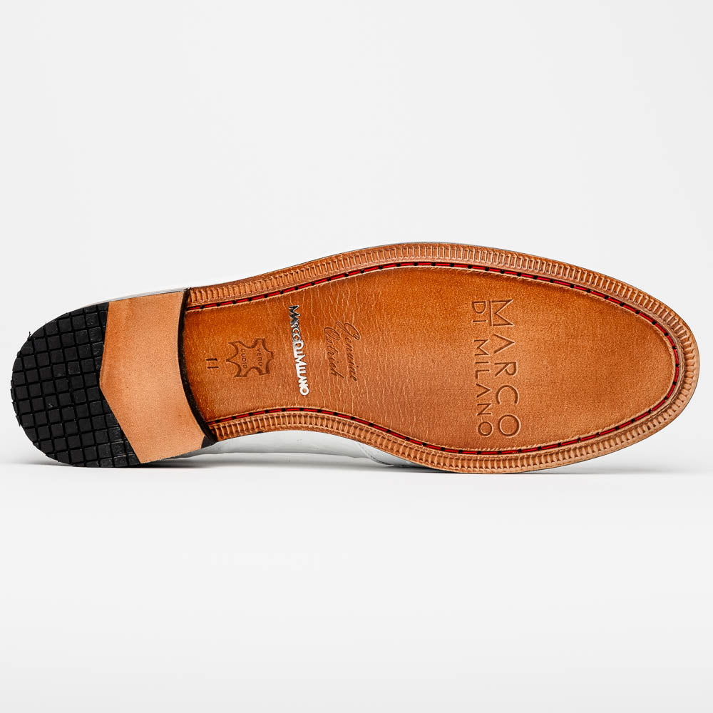 Marco Di Milano Aubiere Ostrich Quill Tassel Loafers White
