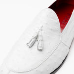 Marco Di Milano Aubiere Ostrich Quill Tassel Loafers White