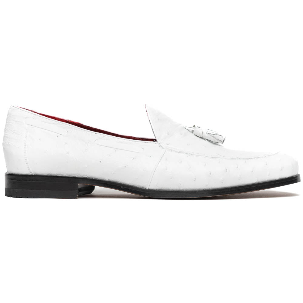 Marco Di Milano Aubiere Ostrich Quill Tassel Loafers White