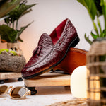 Marco Di Milano Aubiere Ostrich Quill Tassel Loafers Wine