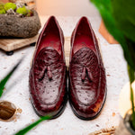 Marco Di Milano Aubiere Ostrich Quill Tassel Loafers Wine
