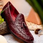 Marco Di Milano Aubiere Ostrich Quill Tassel Loafers Wine