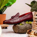 Marco Di Milano Aubiere Ostrich Quill Tassel Loafers Wine