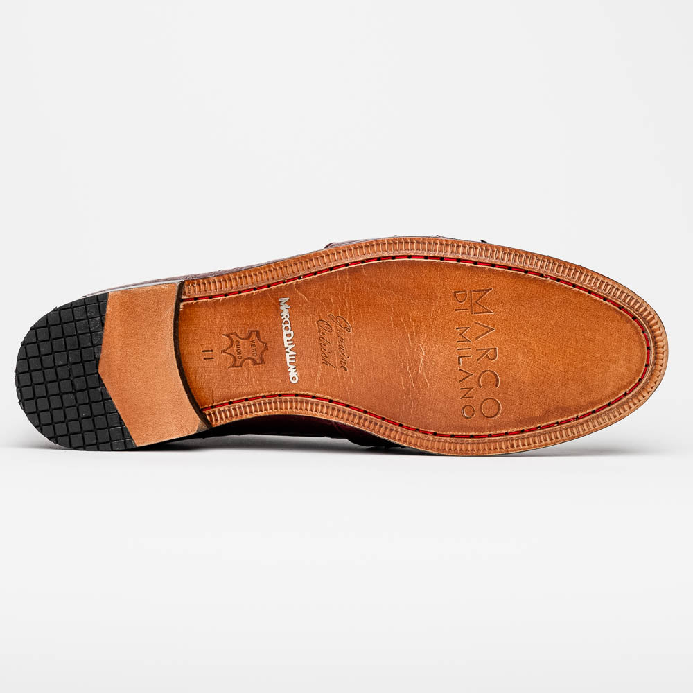 Marco Di Milano Aubiere Ostrich Quill Tassel Loafers Wine