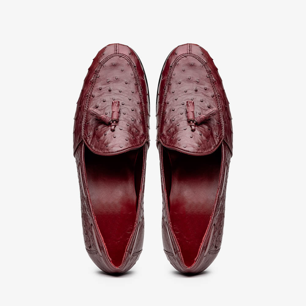 Marco Di Milano Aubiere Ostrich Quill Tassel Loafers Wine