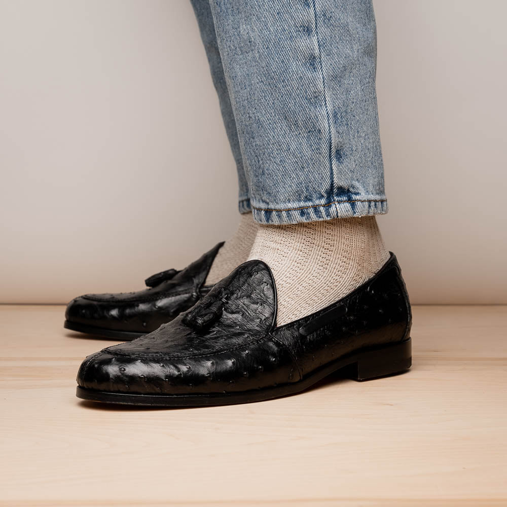 Marco Di Milano Aubiere Ostrich Quill Tassel Loafers Black