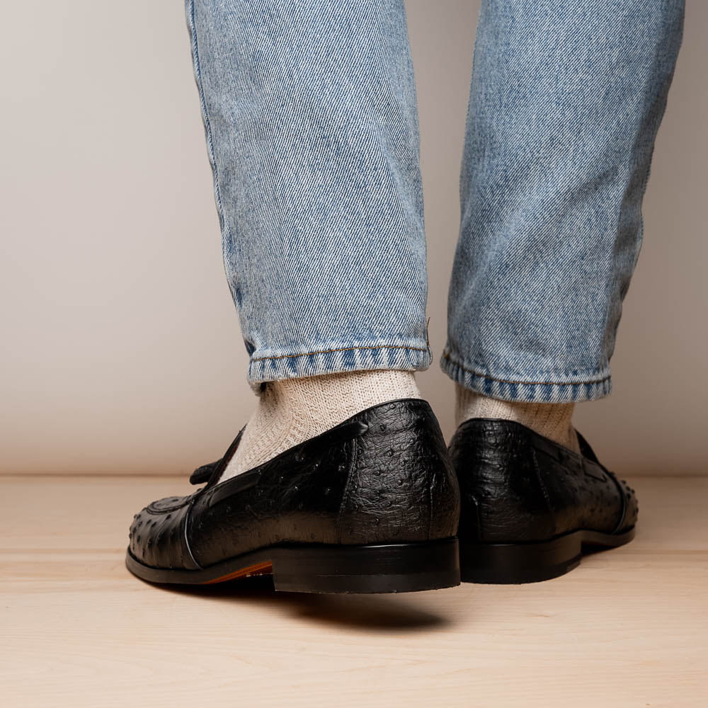 Marco Di Milano Aubiere Ostrich Quill Tassel Loafers Black