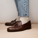 Marco Di Milano Aubiere Ostrich Quill Tassel Loafers Brown