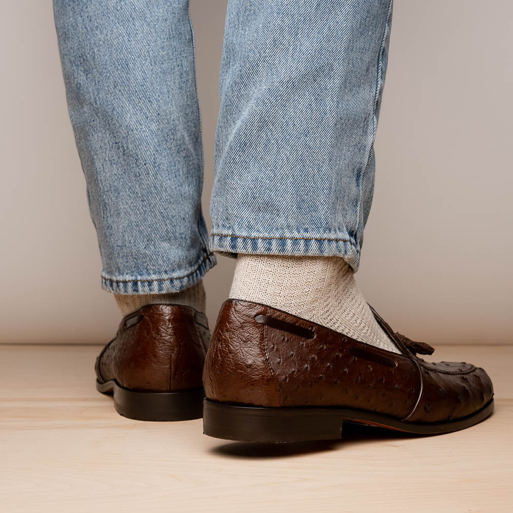 Marco Di Milano Aubiere Ostrich Quill Tassel Loafers Brown