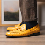 Marco Di Milano Aubiere Ostrich Quill Tassel Loafers Buttercup