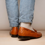 Marco Di Milano Aubiere Ostrich Quill Tassel Loafers Cognac