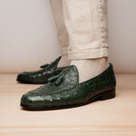 Marco Di Milano Aubiere Ostrich Quill Tassel Loafers Forest Green
