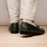 Marco Di Milano Aubiere Ostrich Quill Tassel Loafers Forest Green