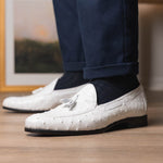 Marco Di Milano Aubiere Ostrich Quill Tassel Loafers White
