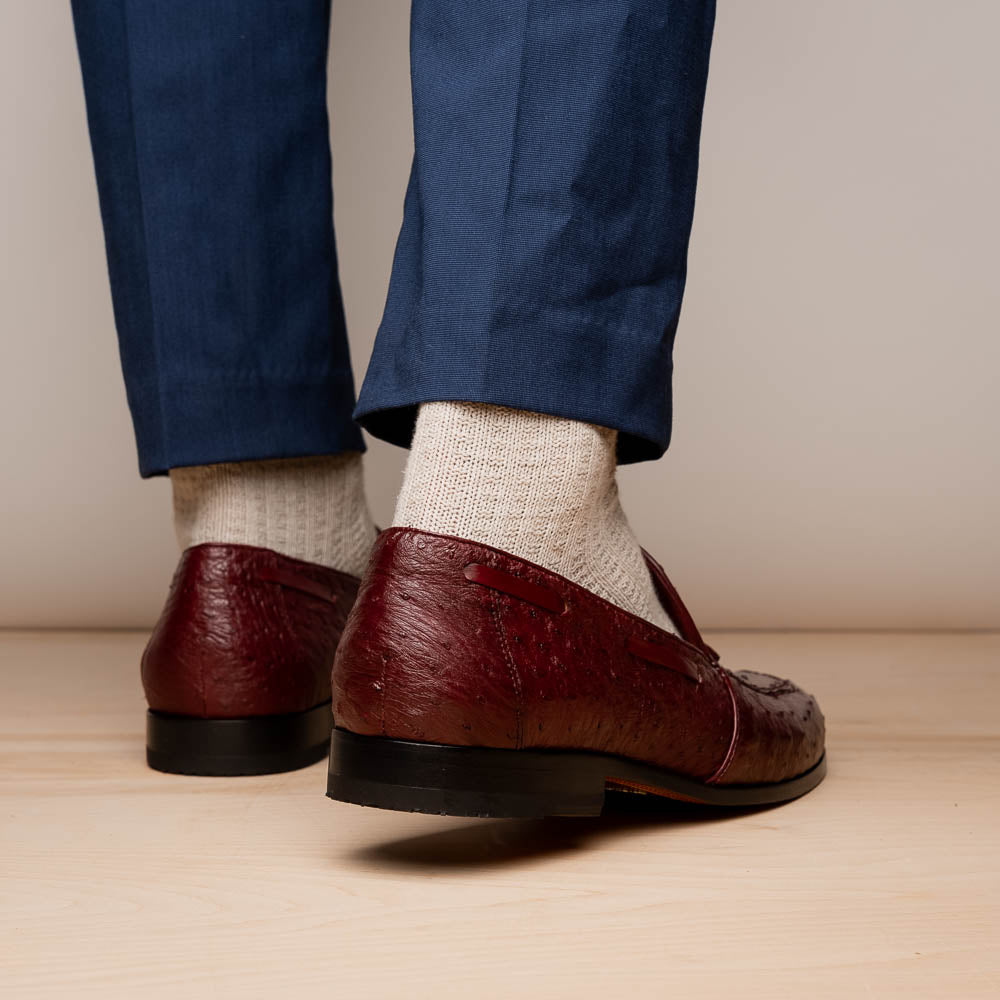 Marco Di Milano Aubiere Ostrich Quill Tassel Loafers Wine