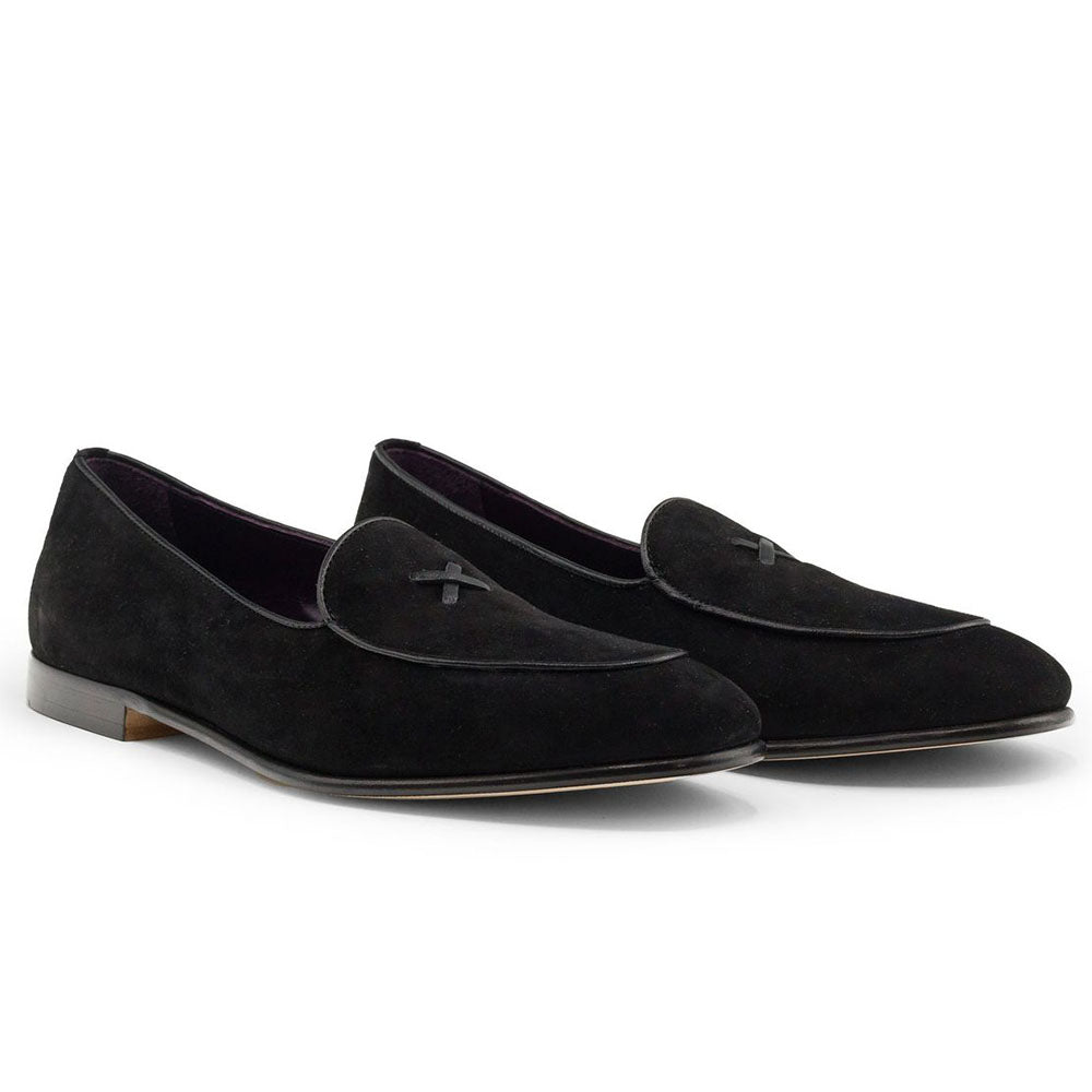 Zelli X Sueded Italian Goatskin Loafer Black (16-681-BLK)