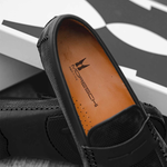 Moreschi Bahamas Perforated Nubuck Driving Loafers Black