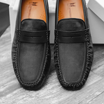 Moreschi Bahamas Perforated Nubuck Driving Loafers Black