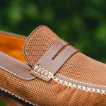 Moreschi Bahamas Perforated Nubuck Driving Loafers Brown