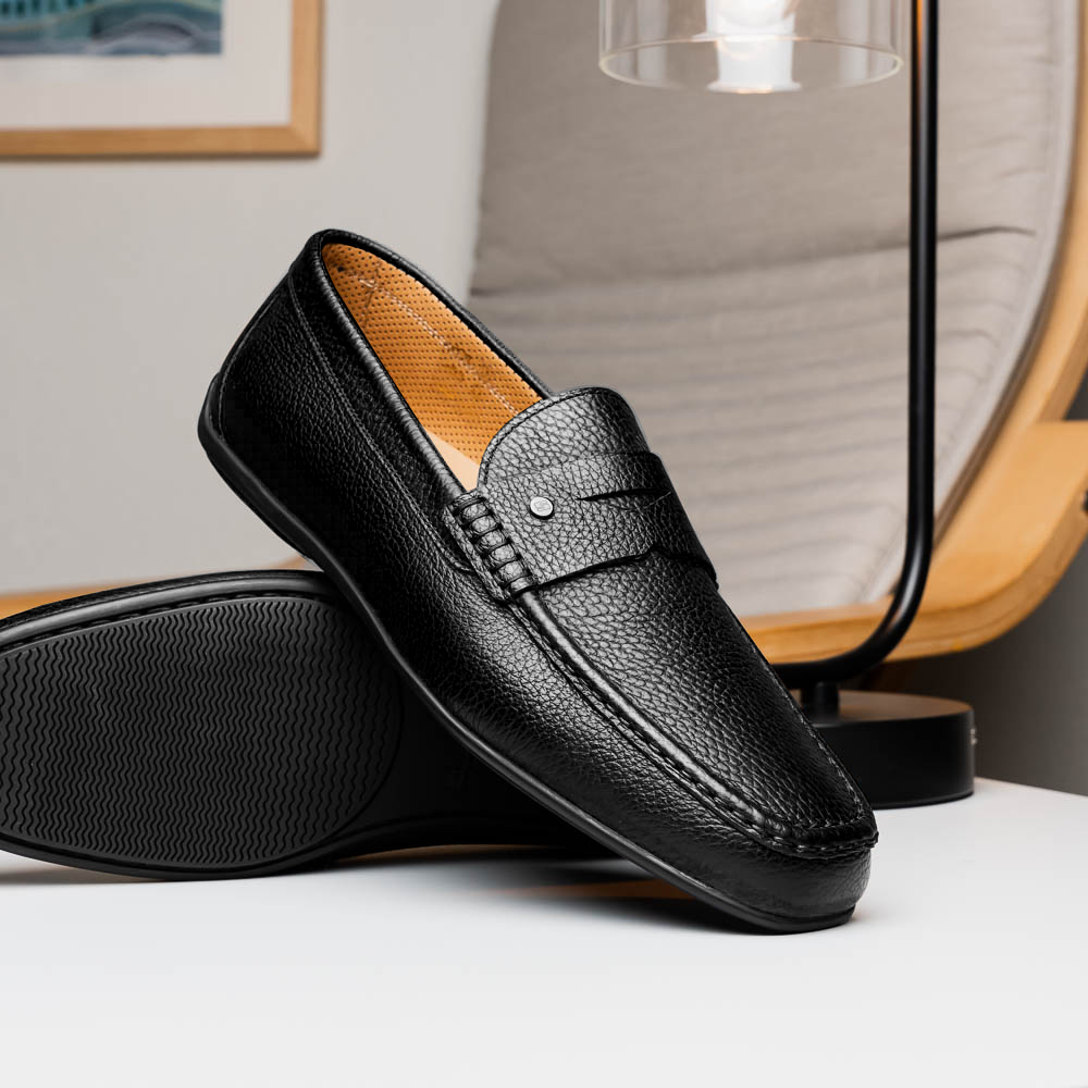 Stemar Bologna Grained Calfskin Loafers Black