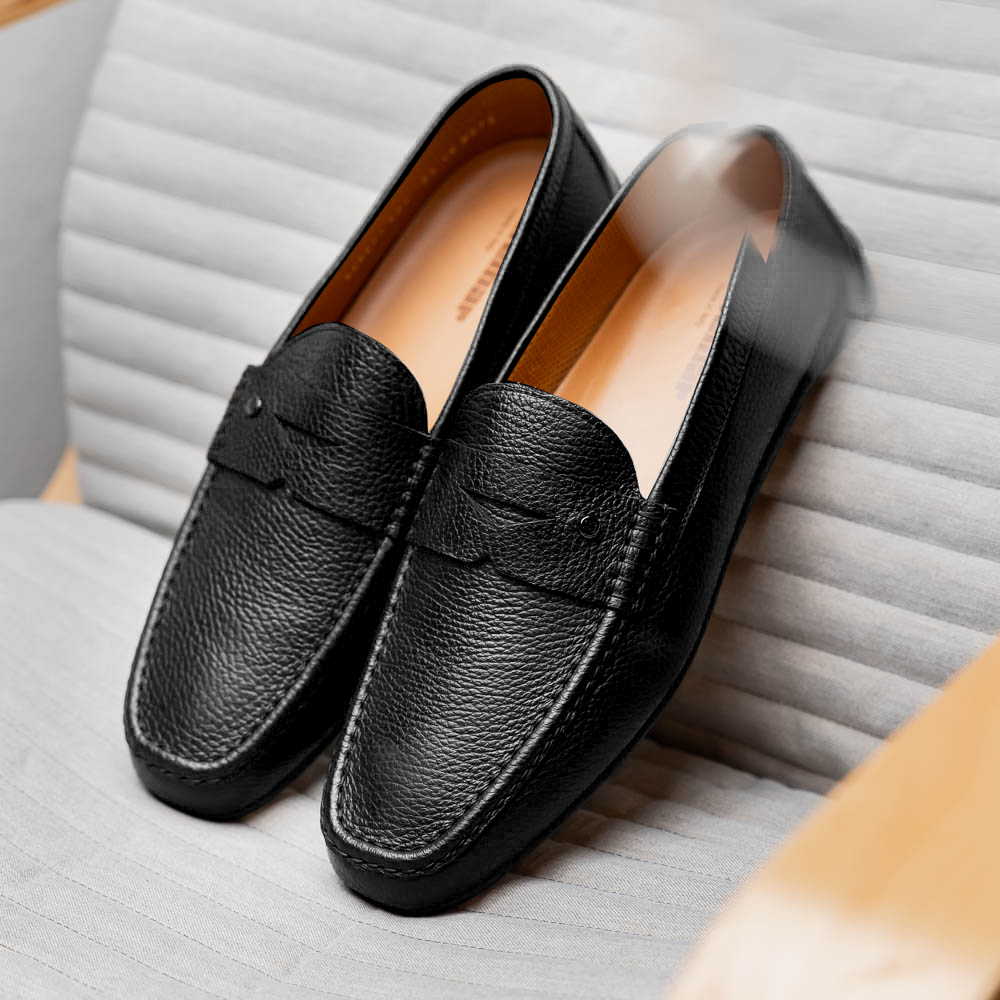 Stemar Bologna Grained Calfskin Loafers Black