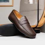 Stemar Bologna Grained Calfskin Loafers Brown