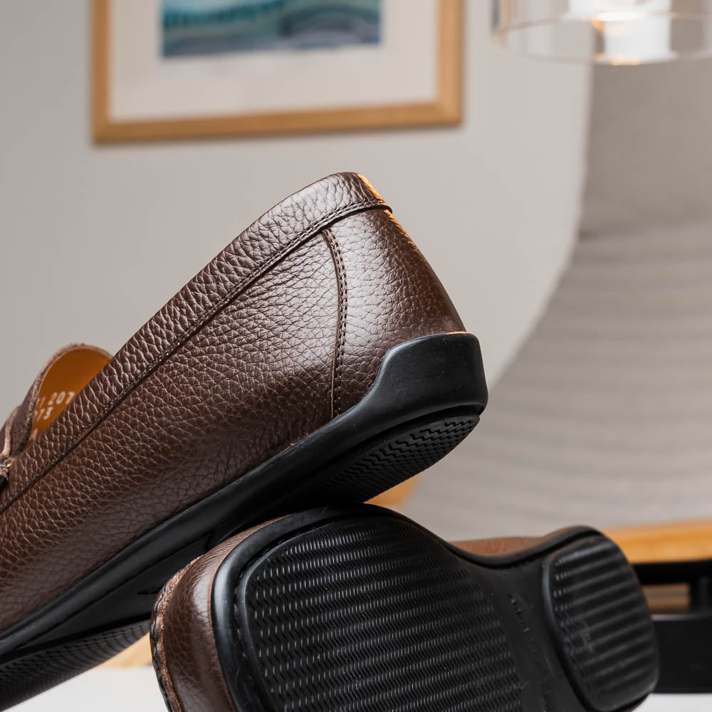 Stemar Bologna Grained Calfskin Loafers Brown