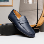 Stemar Bologna Grained Calfskin Loafers Blue