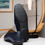 Stemar Bologna Grained Calfskin Loafers Blue