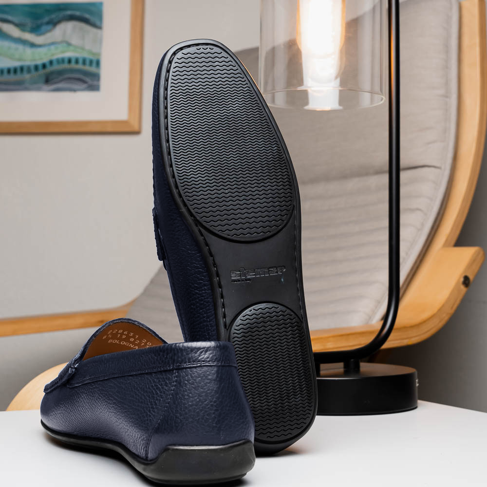 Stemar Bologna Grained Calfskin Loafers Blue
