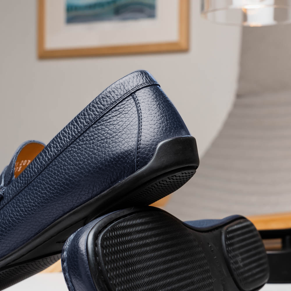Stemar Bologna Grained Calfskin Loafers Blue