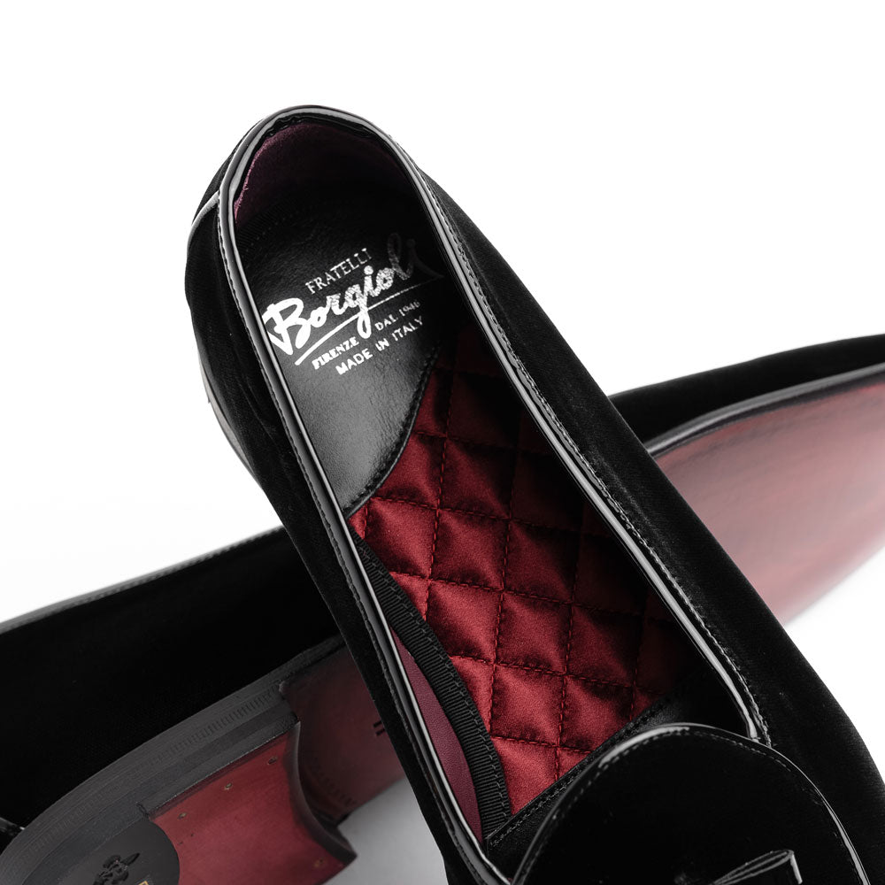 Borgioli by Zelli Arco Velvet Tuxedo Shoes Black (10-120-BLK)
