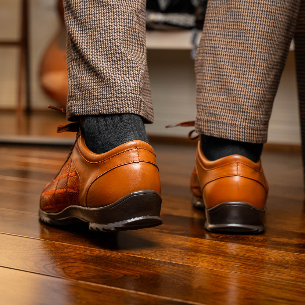 Marco Di Milano Bari Lizard Patchwork Sneakers Cognac