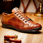 Marco Di Milano Bari Lizard Patchwork Sneakers Cognac