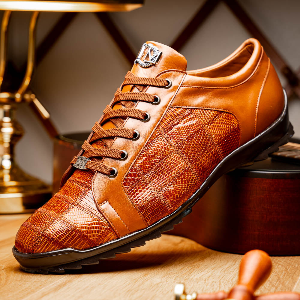 Marco Di Milano Bari Lizard Patchwork Sneakers Cognac