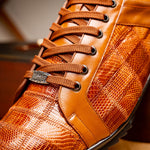 Marco Di Milano Bari Lizard Patchwork Sneakers Cognac