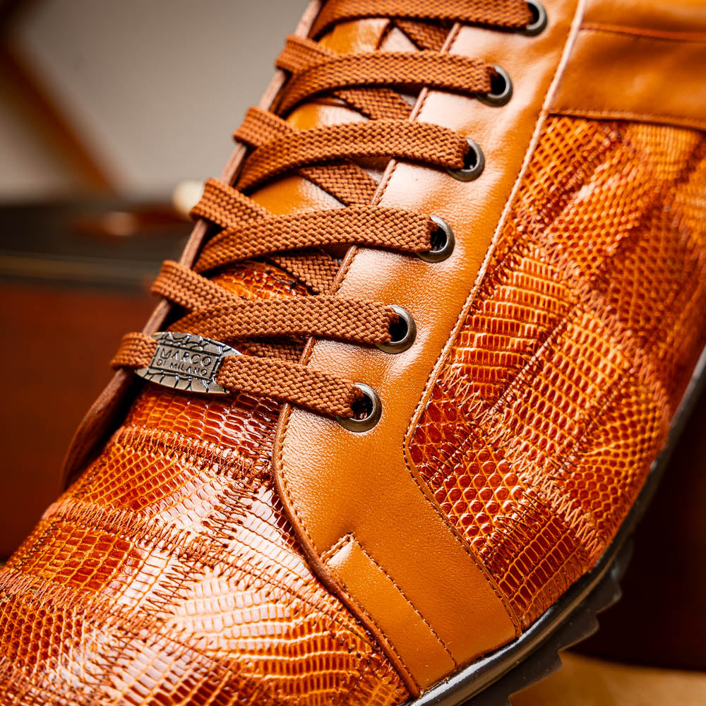 Marco Di Milano Bari Lizard Patchwork Sneakers Cognac